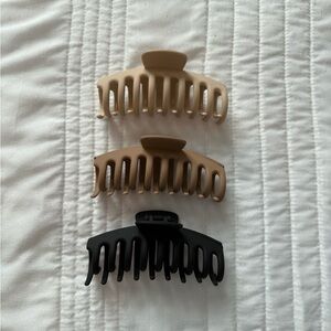 Set of Three Hair Claw Clips in Neutral Tones